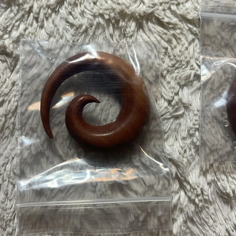 Spiral wood hand carved hangers gauged multiple sizes available